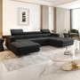 Voir la diapositive 2 : BEST MOBILIER Ayden - canapé panoramique en u 7 places convertible avec coffre et têtières réglables en tissu