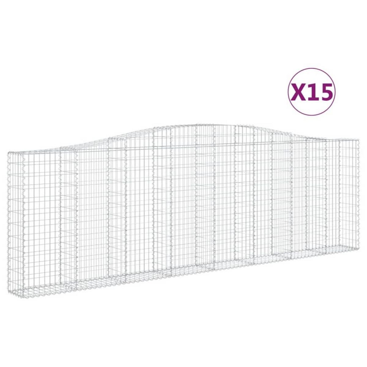 VIDAXL Paniers a gabions arques 15 pcs 400x30x120/140 cm Fer galvanise