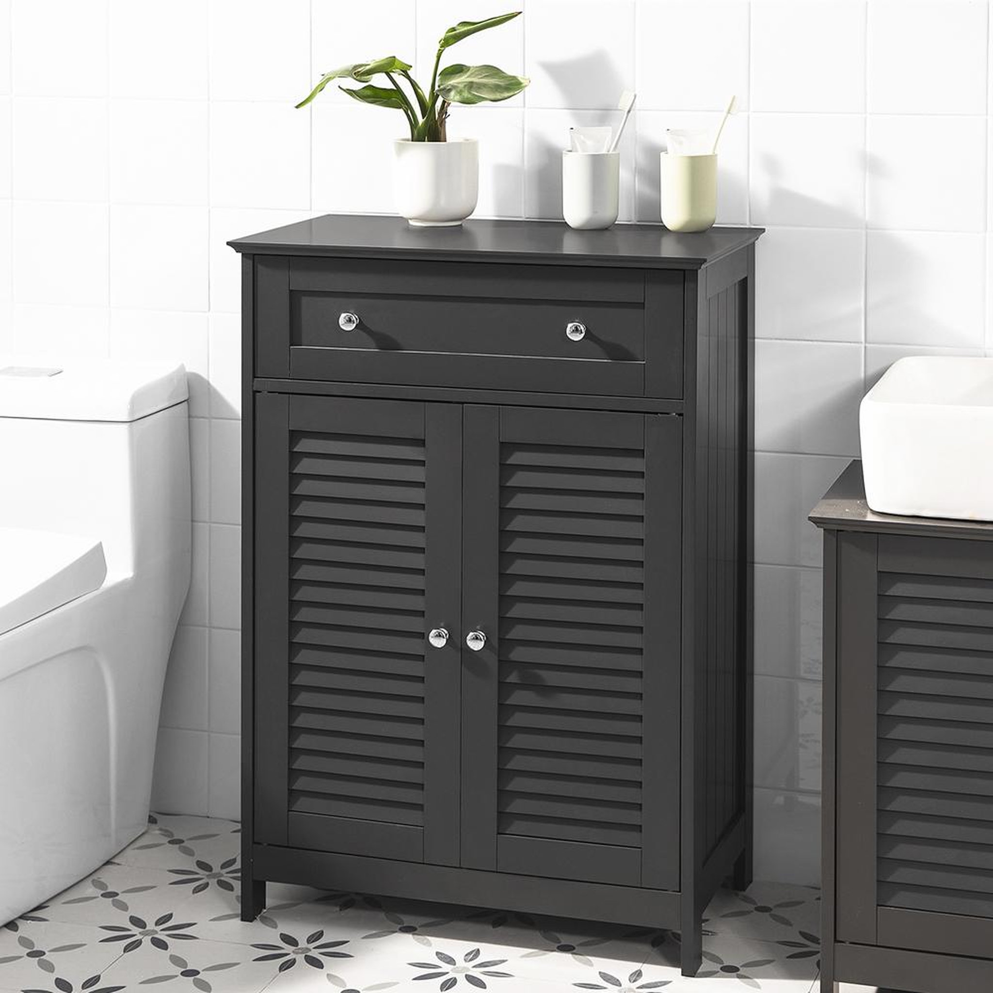 Voir la diapositive 2 : SOBUY SoBuy - Meuble de salle de bain bas avec un tiroir - Fonctionnel - FRG238