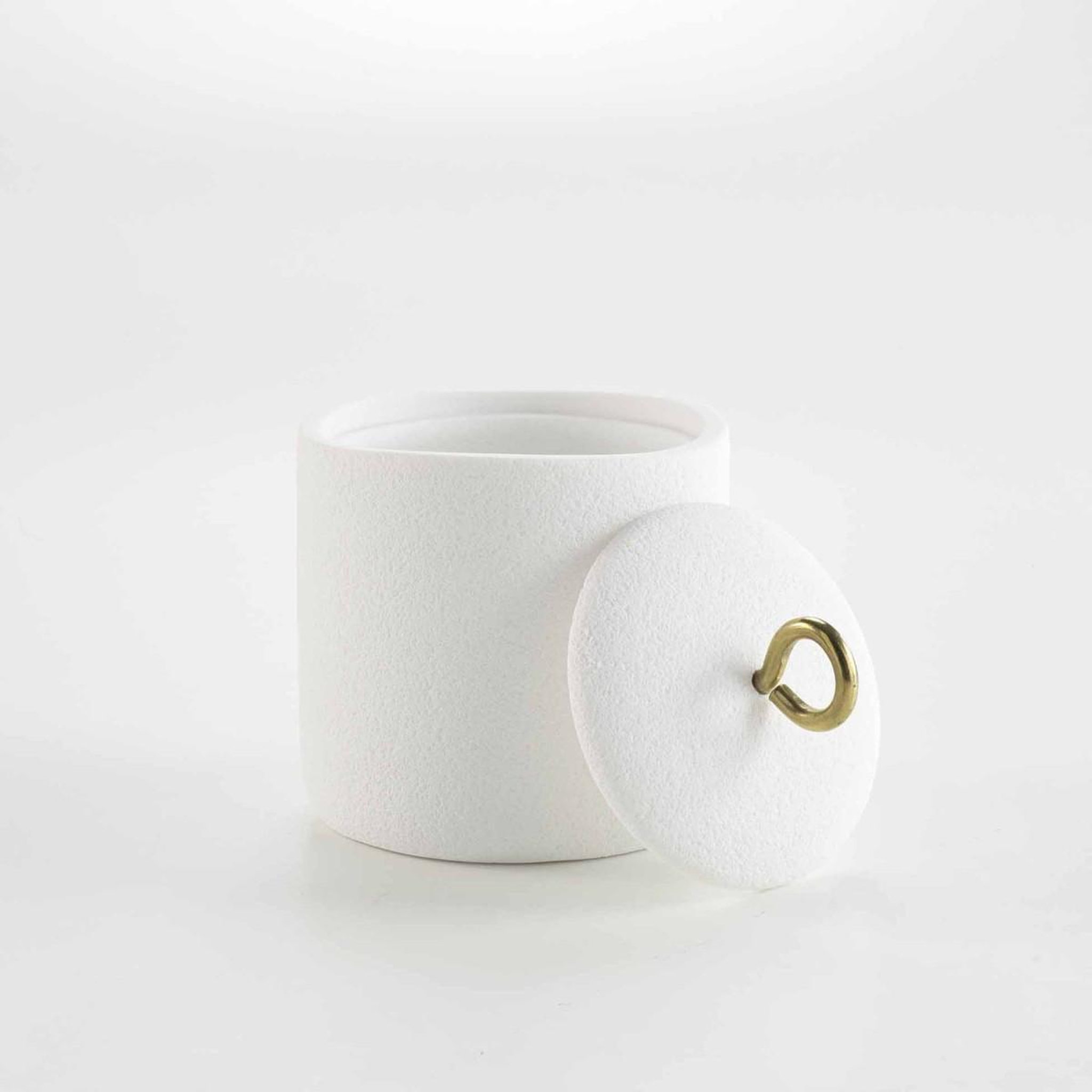 Voir la diapositive 3 : Douceur d'Intérieur Pot à cotons en résine  aquamarbre  13cm blanc