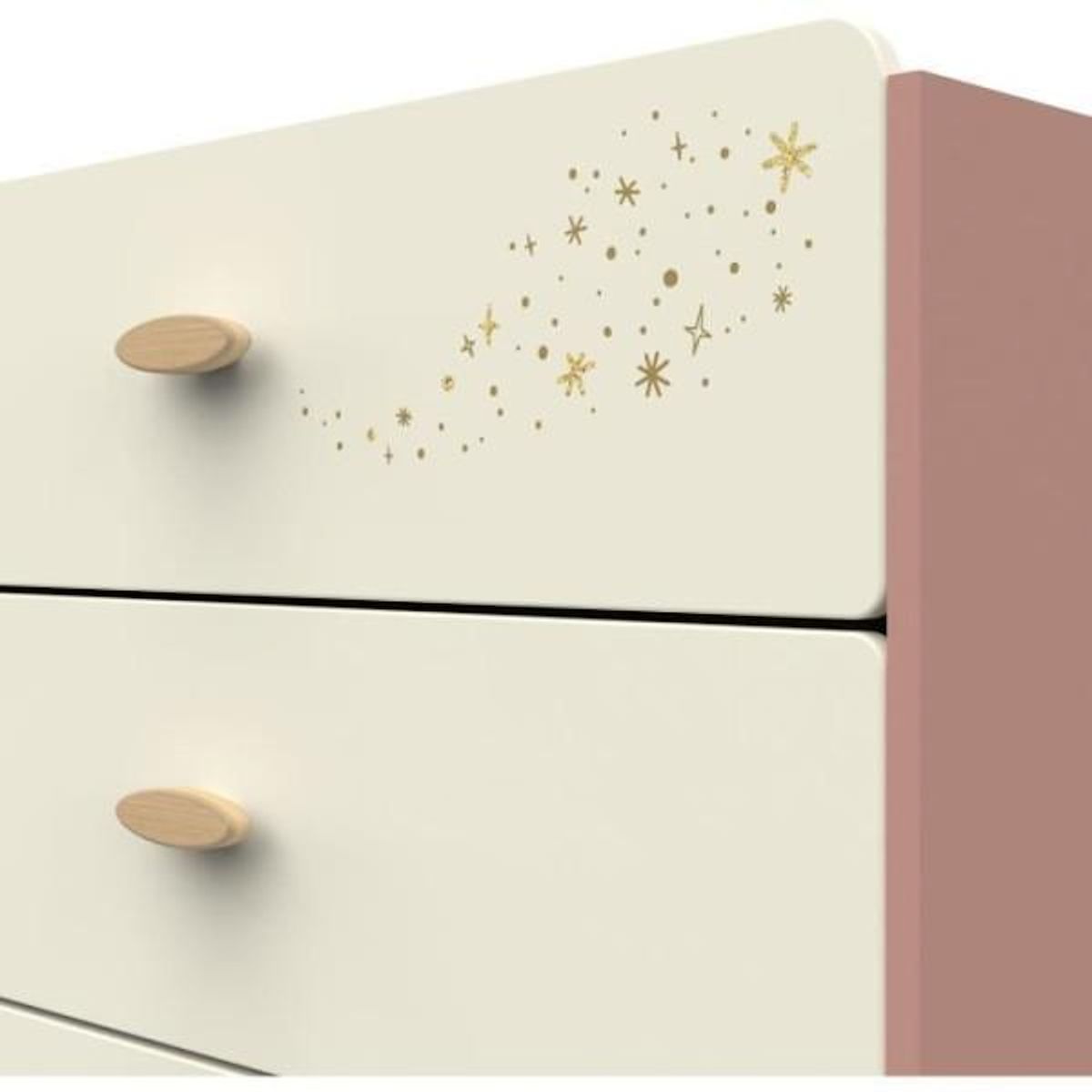 Demeyere Commode SUZIE - 3 tiroirs - Couleur Chene et Abricot - L86,9 x P39,6 x H88,5 cm - DEMEYERE