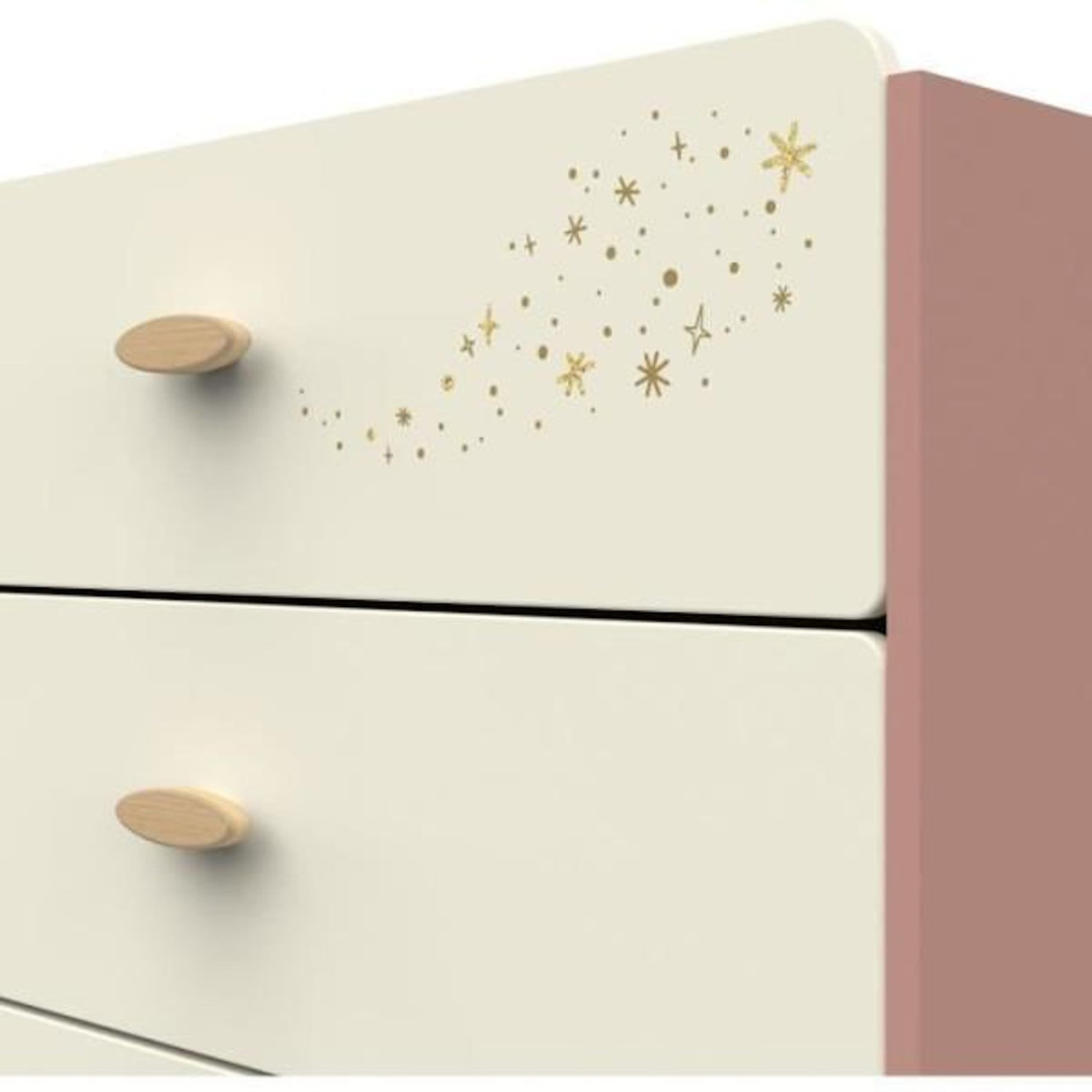 Demeyere Commode SUZIE - 3 tiroirs - Couleur Chene et Abricot - L86,9 x P39,6 x H88,5 cm - DEMEYERE