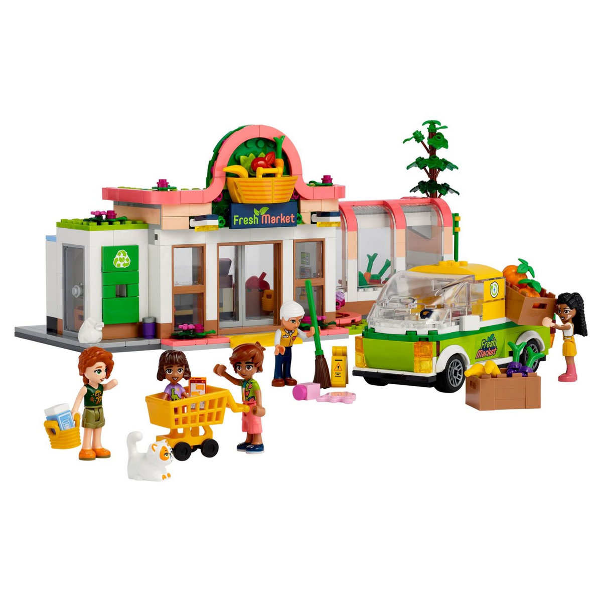 LEGO Friends 41729 L'épicerie biologique, Jouet Supermarché pour Filles et Garçons Dès 8 Ans, Jeu avec Camion & 4 Mini-Poupées