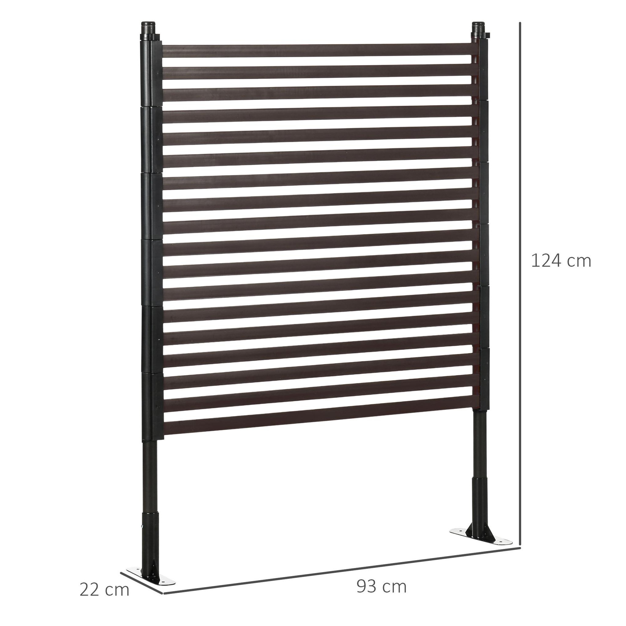 Voir la diapositive 3 : OUTSUNNY Clôture de jardin panneau métal revêtement PE - 93 x 22 x 124 cm - marron foncé