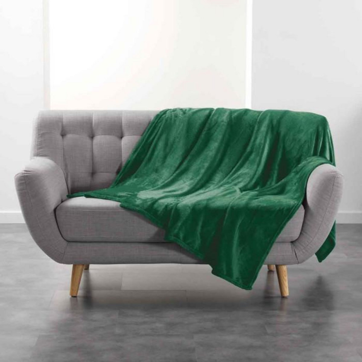 Paris Prix Plaid Uni en Flanelle  Flanou  180x220cm Vert