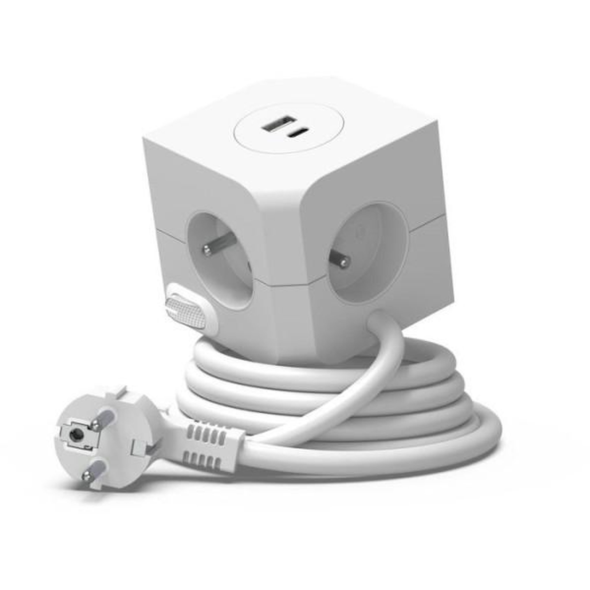 LINK2HOME Cube multiprise avec double port usb - link2home - 4 prises secteur 16a - 2 ports usb - 3680 w max - blanc