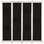 Voir la diapositive 2 : VIDAXL Cloison de separation 4 panneaux Noir 160x170x4 cm Tissu