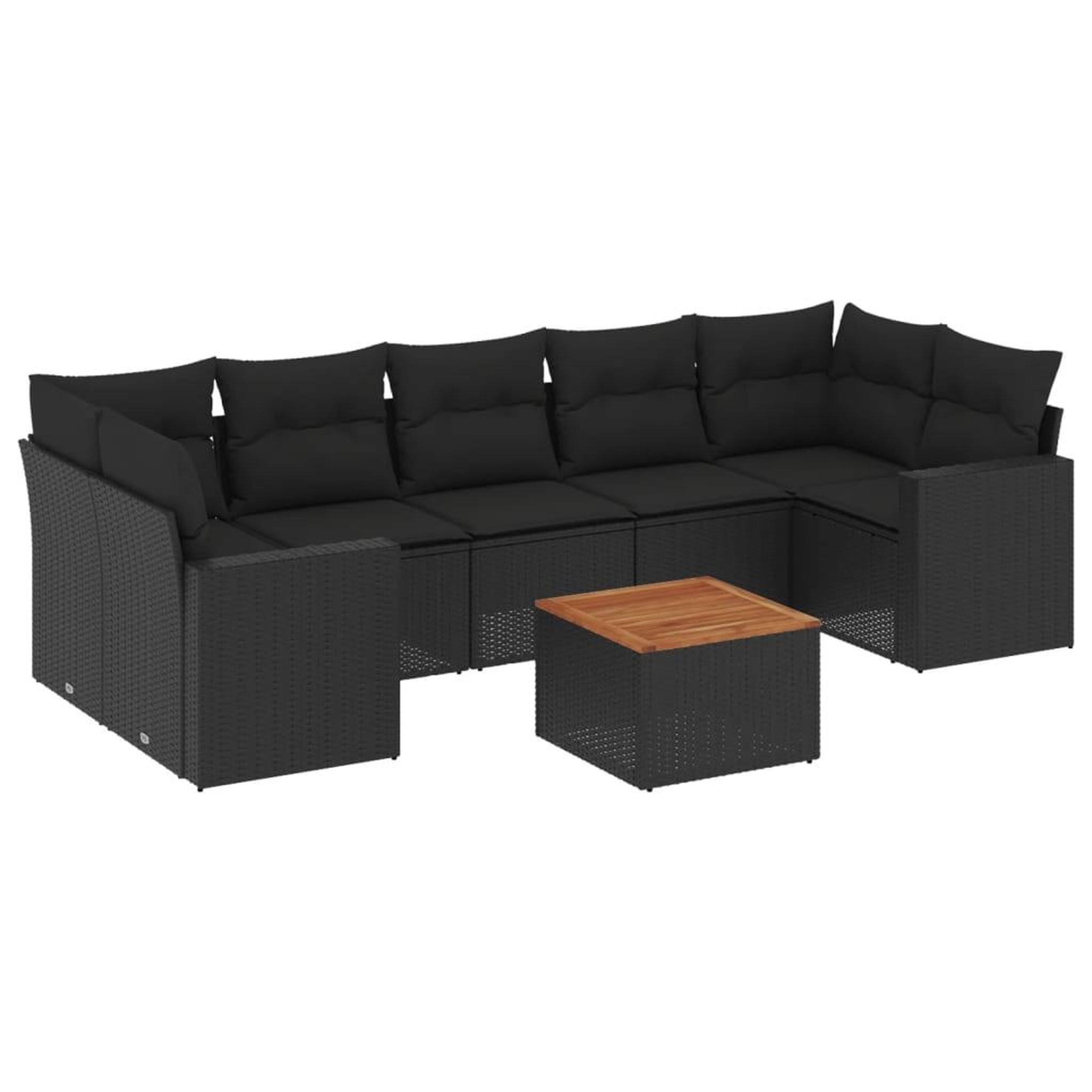 Voir la diapositive 2 : VIDAXL Salon de jardin 8 pcs avec coussins noir resine tressee
