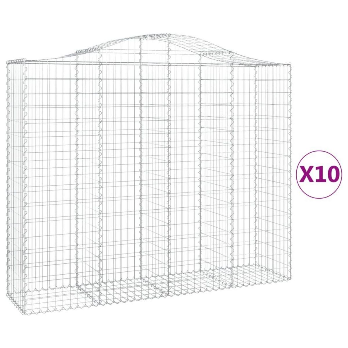 VIDAXL Paniers a gabions arques 10 pcs 200x50x160/180 cm Fer galvanise