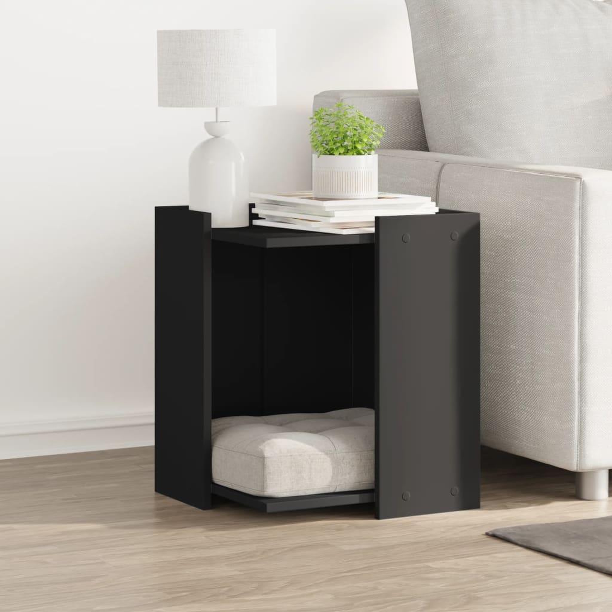 Voir la diapositive 3 : VIDAXL Meuble de bac a litiere pour chat noir bois d'ingenierie