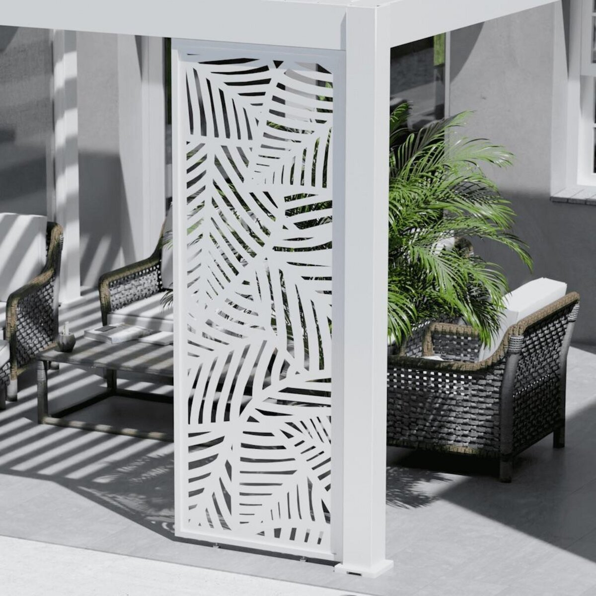 Chalet & jardin Panneau brise-vue décoratif - Leaf - 1M - Ombréa - Blanc