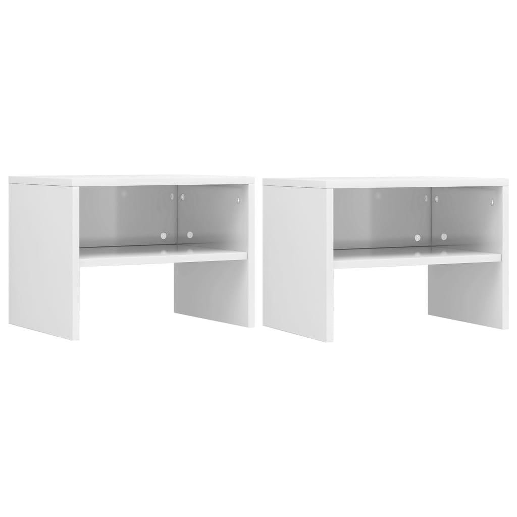 VIDAXL Tables de chevet 2pcs Blanc brillant 40x30x30cm Bois ingenierie