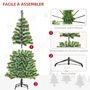 Voir la diapositive 4 : HOMCOM Sapin de Noël artificiel aspect enneigé Ø 75 x 150H cm 416 branches épines imitation Nordmann grand réalisme