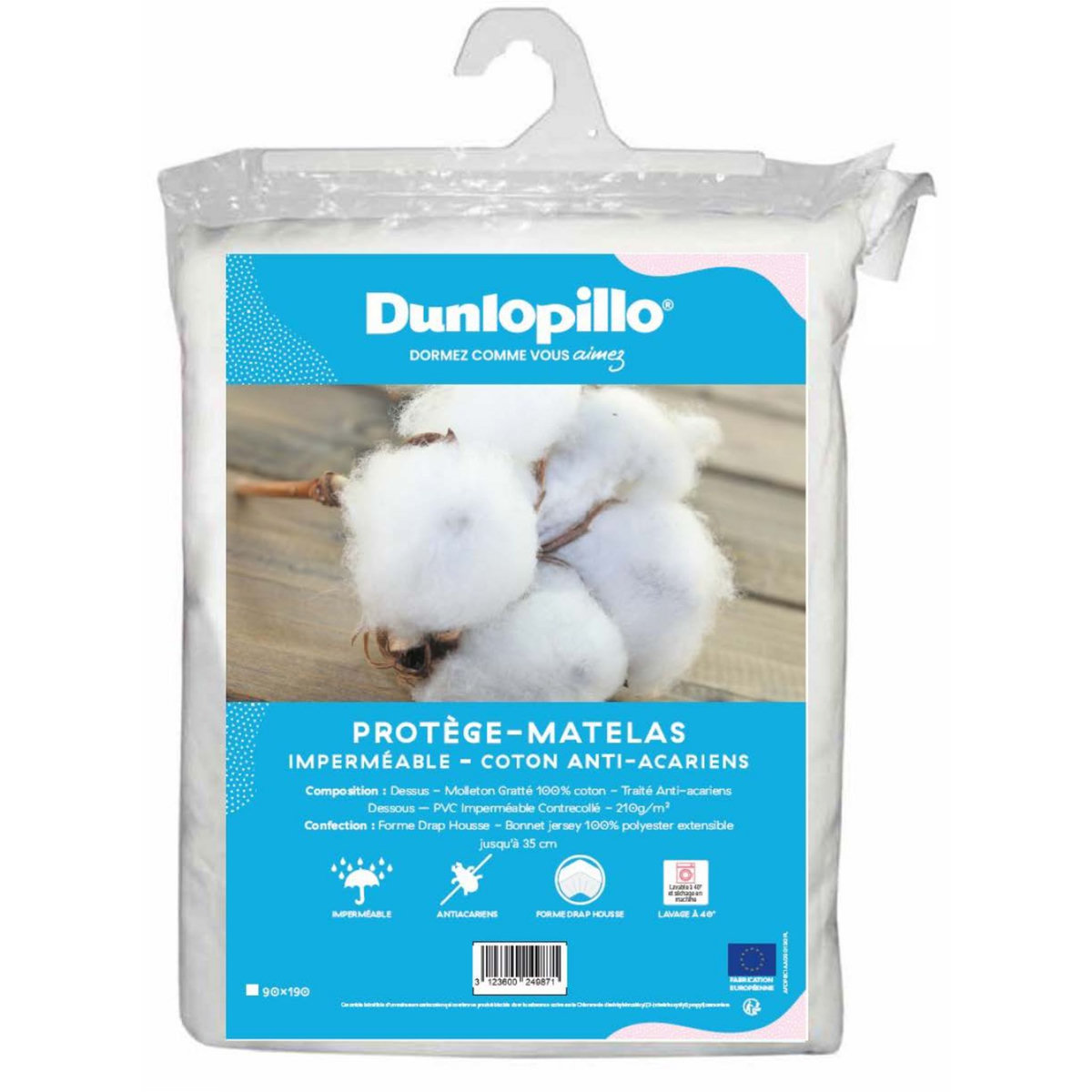 DUNLOPILLO Protège-matelas molleton imperméable RESPIRANT
