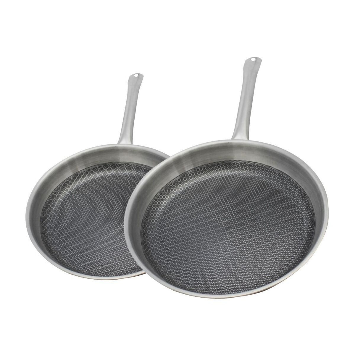 ELO Lot de 2 poêles Elo Relief Solution 24 cm et 28 cm en inox sans PFAS