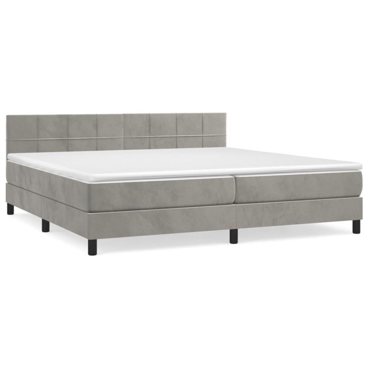 VIDAXL Sommier a lattes de lit et matelas Gris clair 200x200cm Velours