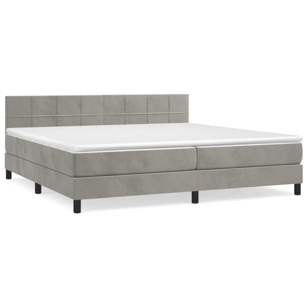 VIDAXL Sommier a lattes de lit et matelas Gris clair 200x200cm Velours