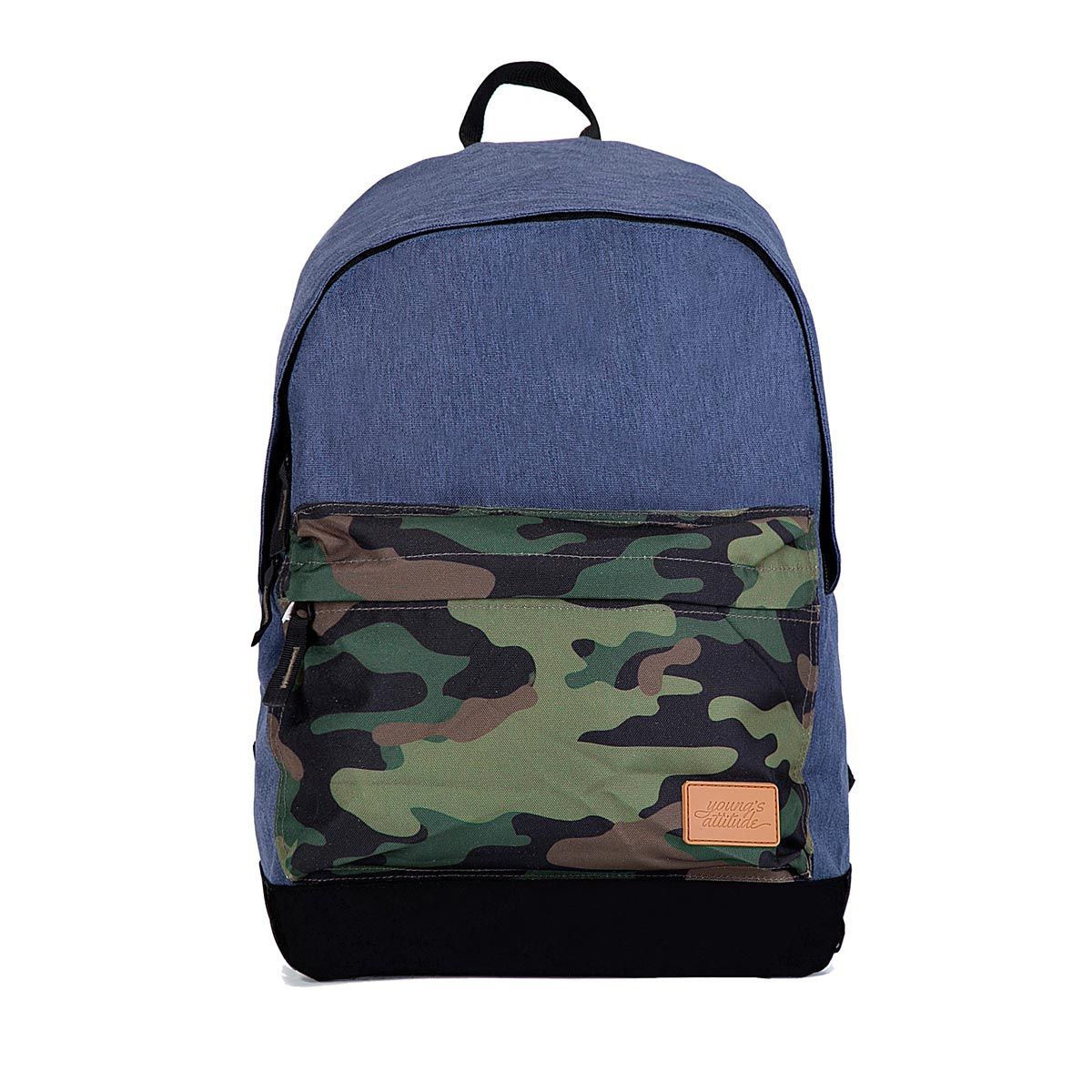  Sac à dos 1 compartiment + poche avant 24L Basic colorblock bleu et camouflage kak