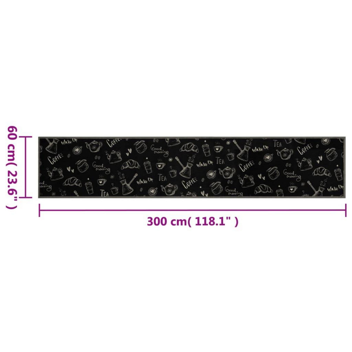 VIDAXL Tapis de cuisine lavable imprime Morning noir 60x300 cm velours