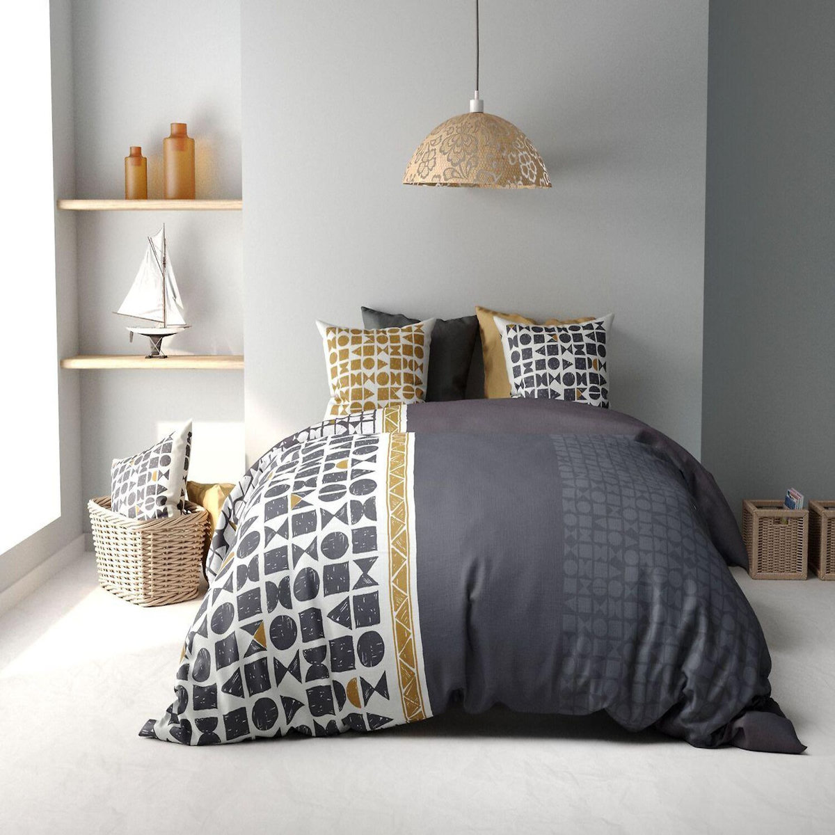 ATELIER DU COTON Parure housse de couette 100% coton 57fils union.