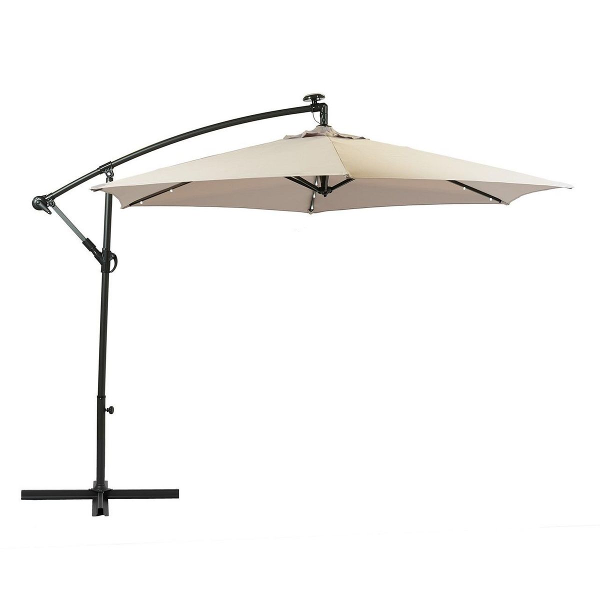 Parasol déporté à LED diam 3m gris clair UMBERTO