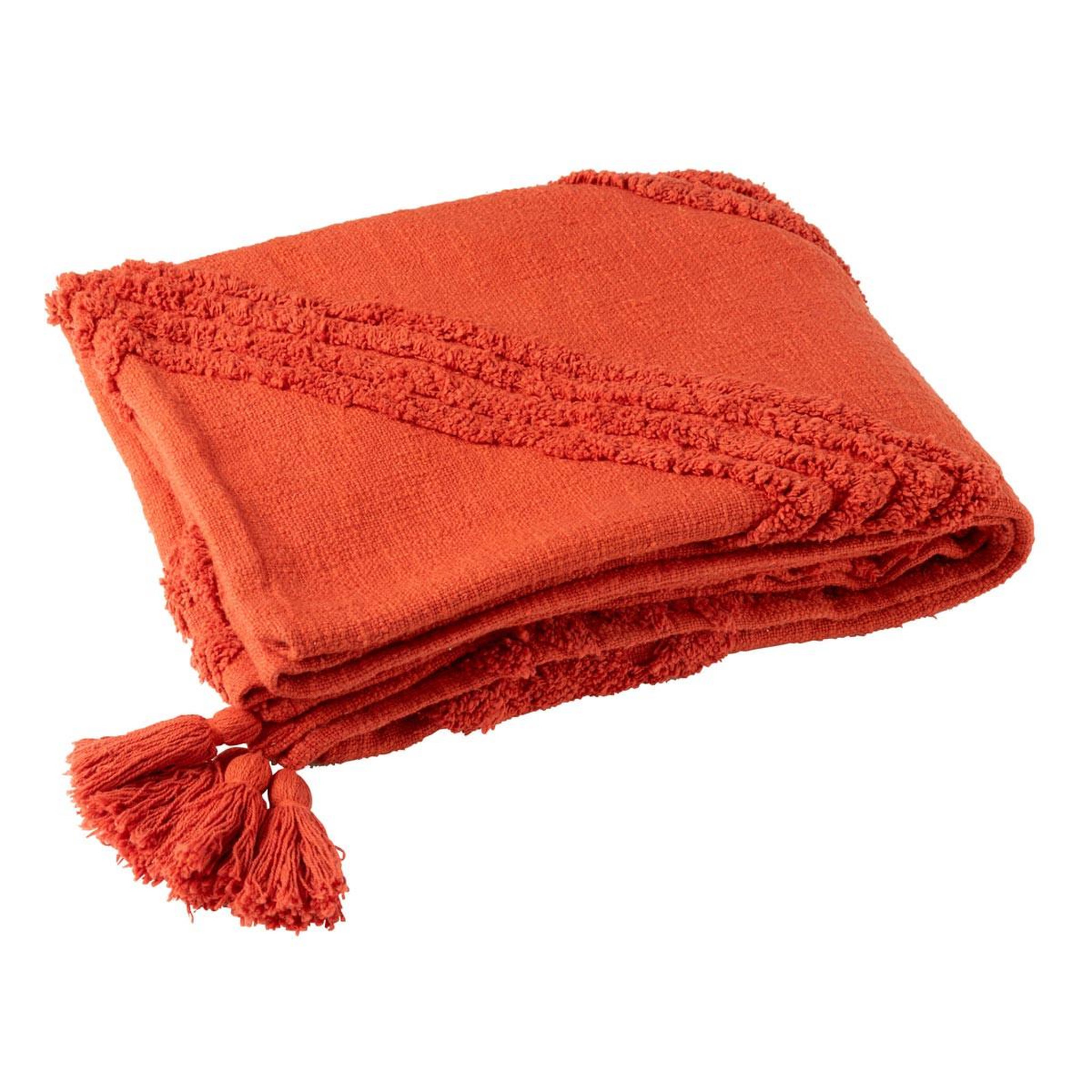 J-LINE Plaid tufté  efren  130x180cm rouge brique