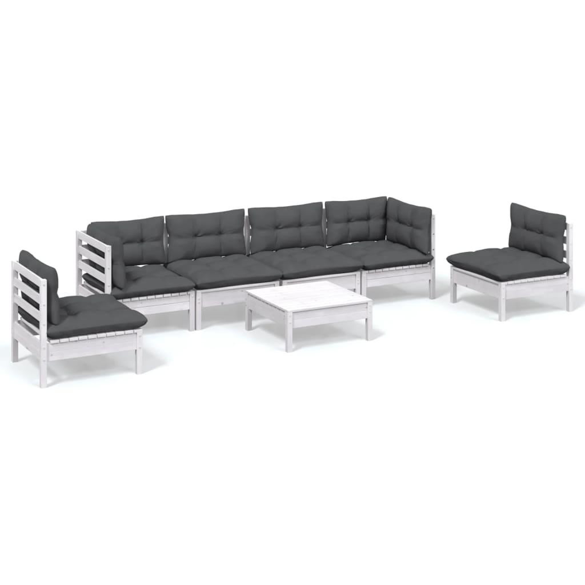 Voir la diapositive 2 : VIDAXL Salon de jardin 7 pcs avec coussins bois de pin massif