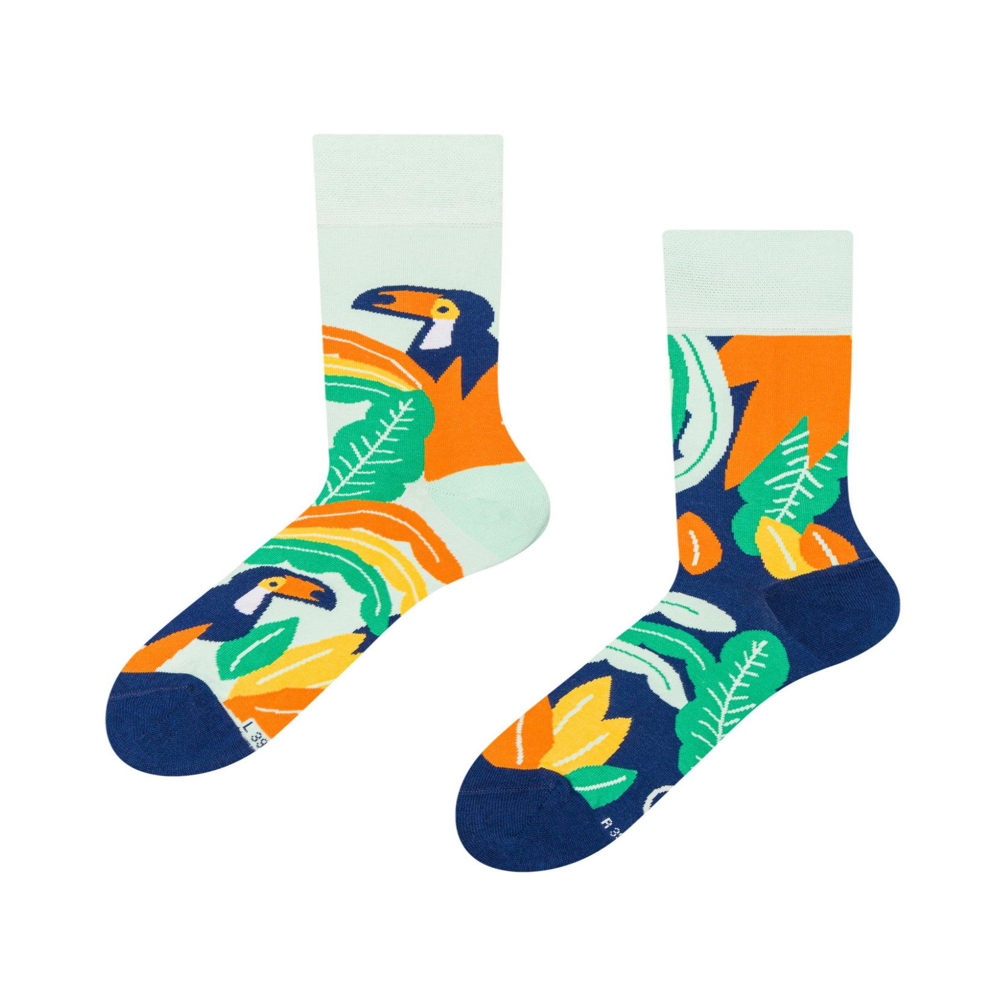 DEDOLES Chaussettes toucan & feuilles. Coloris disponibles : Multicolore