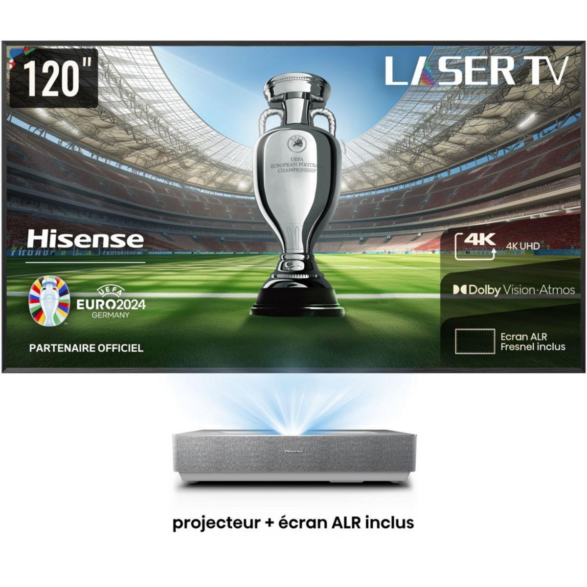 Hisense Vidéoprojecteur home cinéma 120L5HA Laser TV + écran ALR FRESNEL