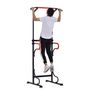 Voir la diapositive 2 : HOMCOM Station de musculation multifonctions barre de traction chaise romaine hauteur réglable acier noir rouge
