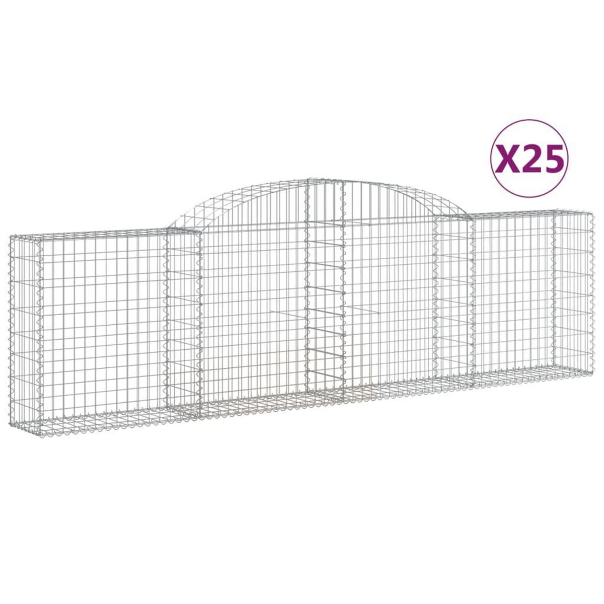 VIDAXL Paniers a gabions arques 25 pcs 300x30x80/100 cm fer galvanise