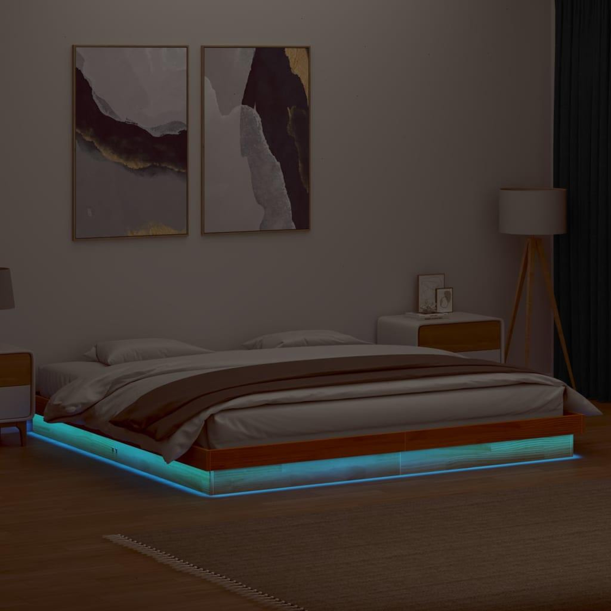 Voir la diapositive 2 : VIDAXL Cadre de lit a LED sans matelas 180x200 cm bois massif