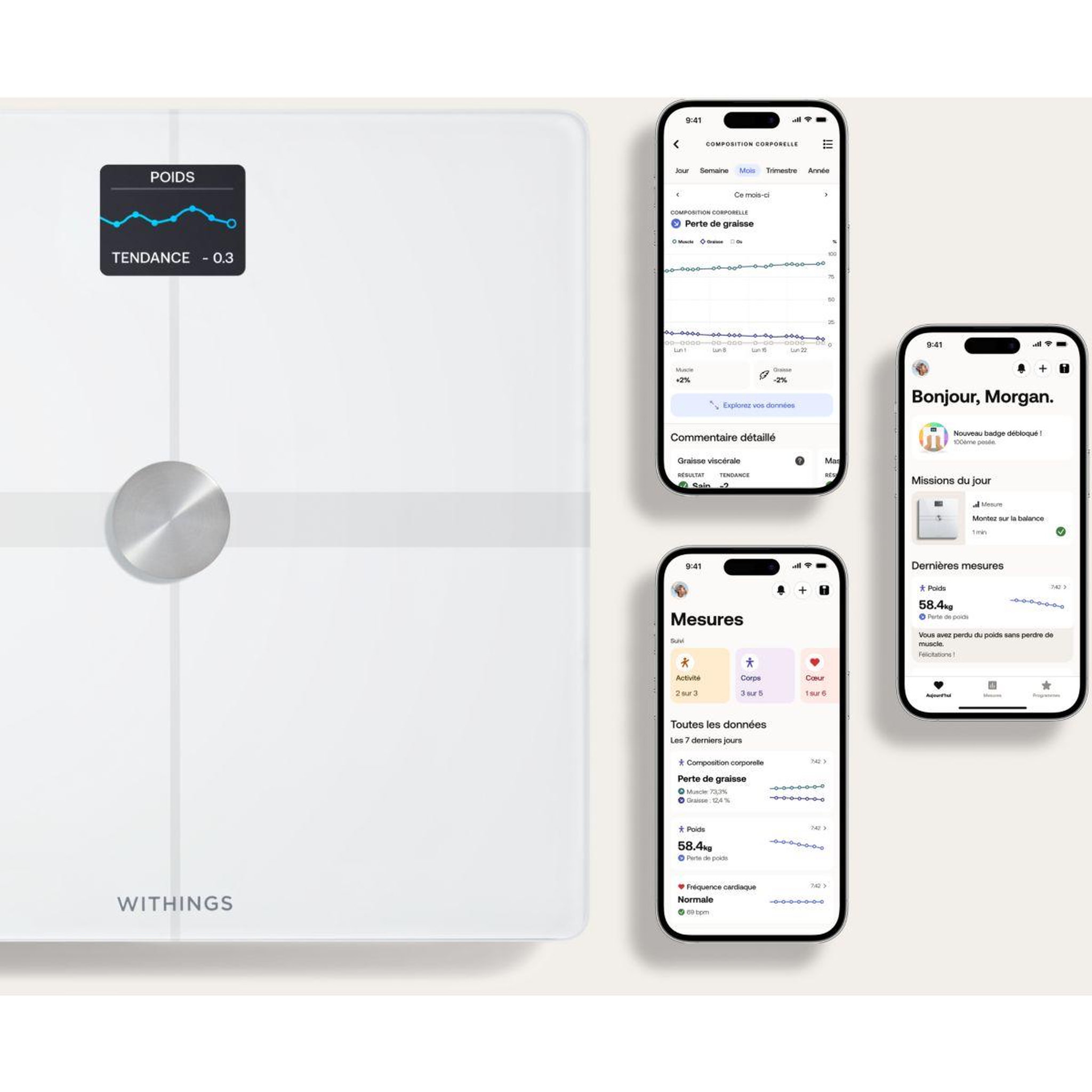 Voir la diapositive 3 : WITHINGS Pèse personne connecté body smart blanc