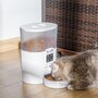 PAWHUT Distributeur de nourriture chat chien - distributeur de croquettes automatique programmable - gamelle incluse - acier inox. ABS blanc