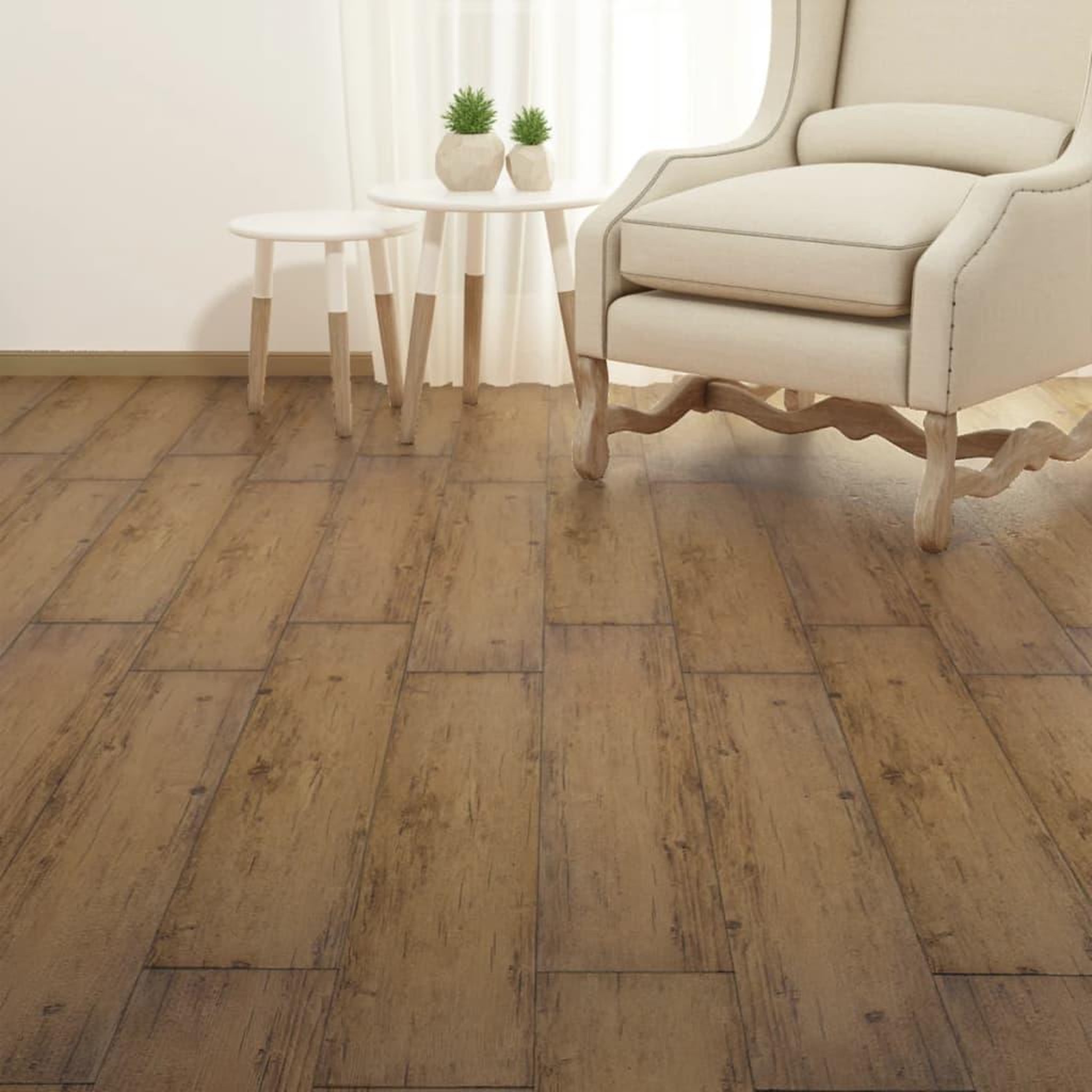 Voir la diapositive 4 : VIDAXL Planches de plancher PVC Non auto-adhesif 5,26 m^2 Marron noyer