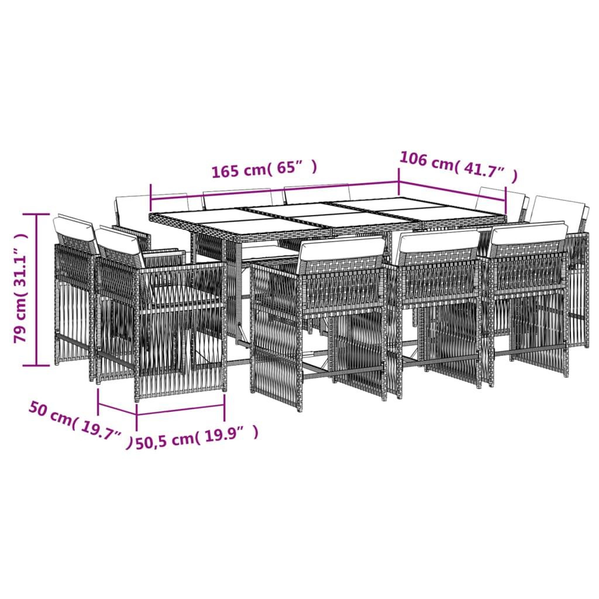 Voir la diapositive 6 : VIDAXL Ensemble a manger de jardin et coussins 11 pcs melange beige