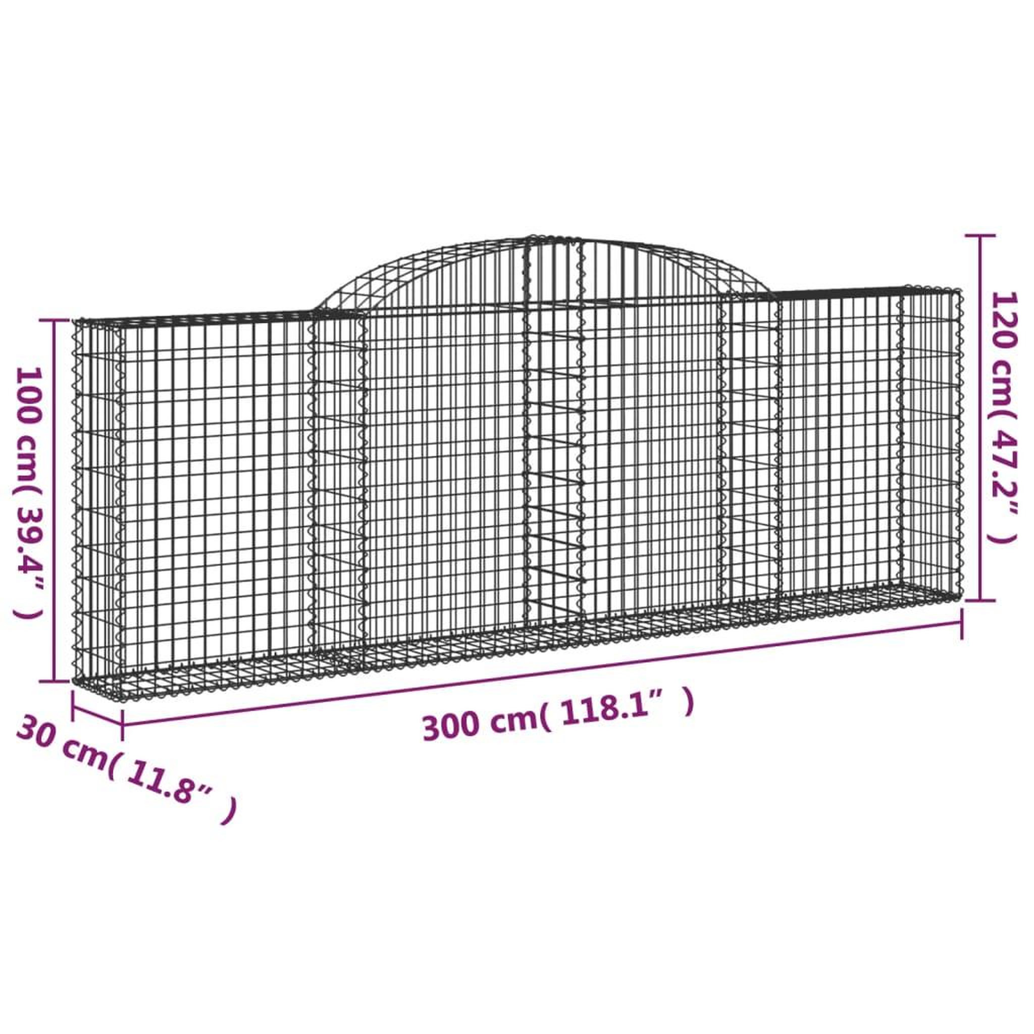 Voir la diapositive 6 : VIDAXL Paniers a gabions arques 13 pcs 300x30x100/120 cm fer galvanise