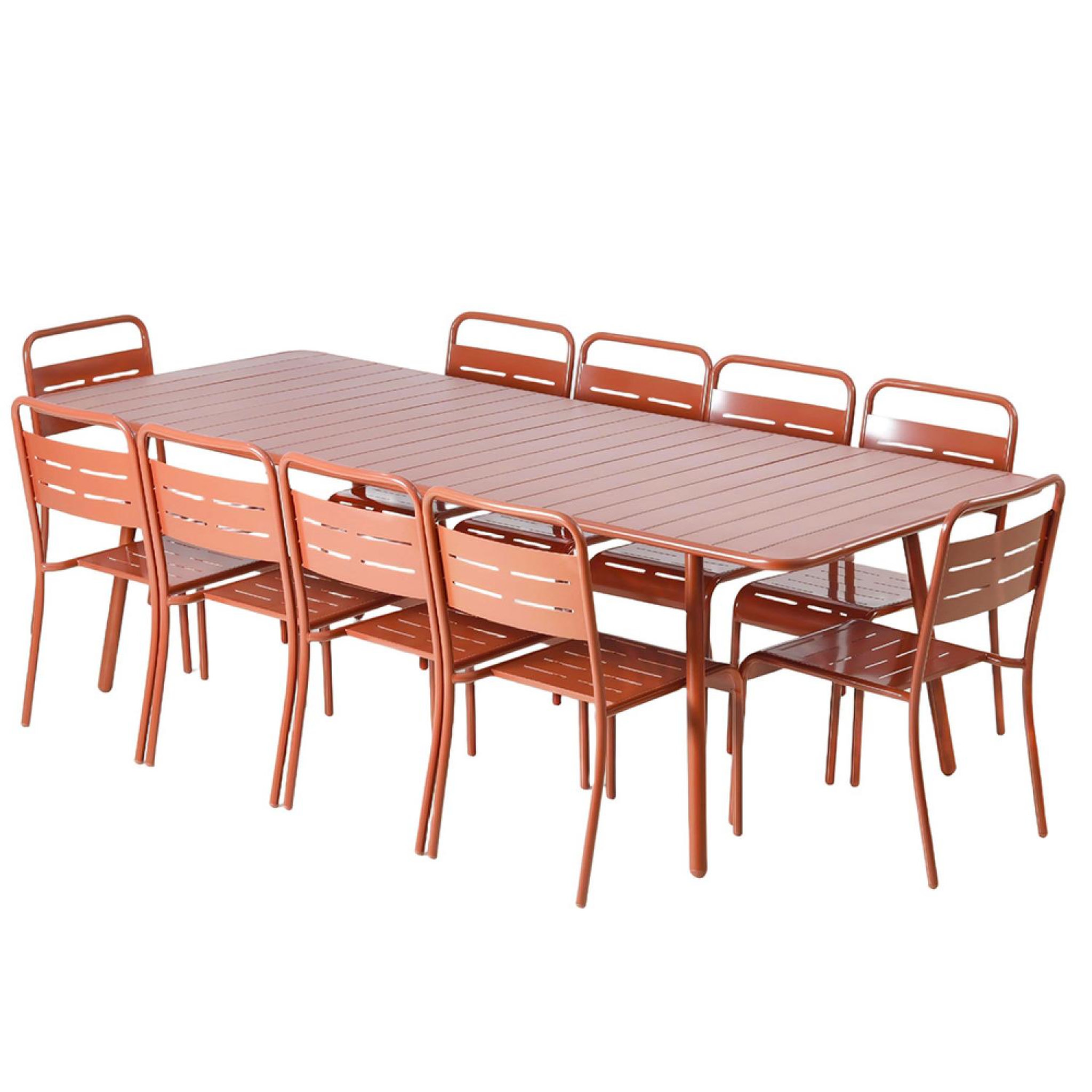 CONCEPT USINE Ensemble table de jardin 234 cm et 10 chaises terracotta bergame