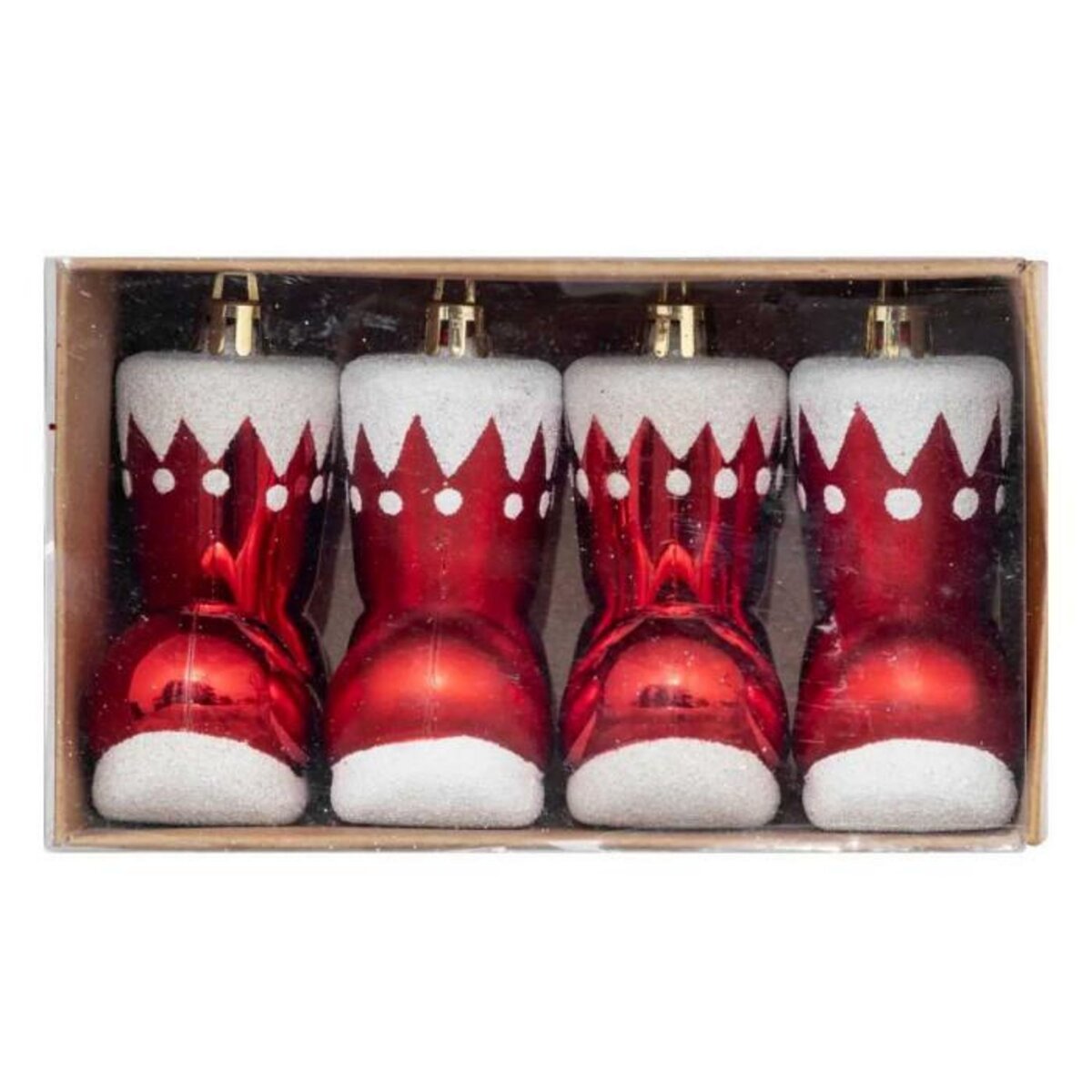 ATMOSPHERA Lot de 4 Sujets de Noël  Botte Lutin  8cm Rouge
