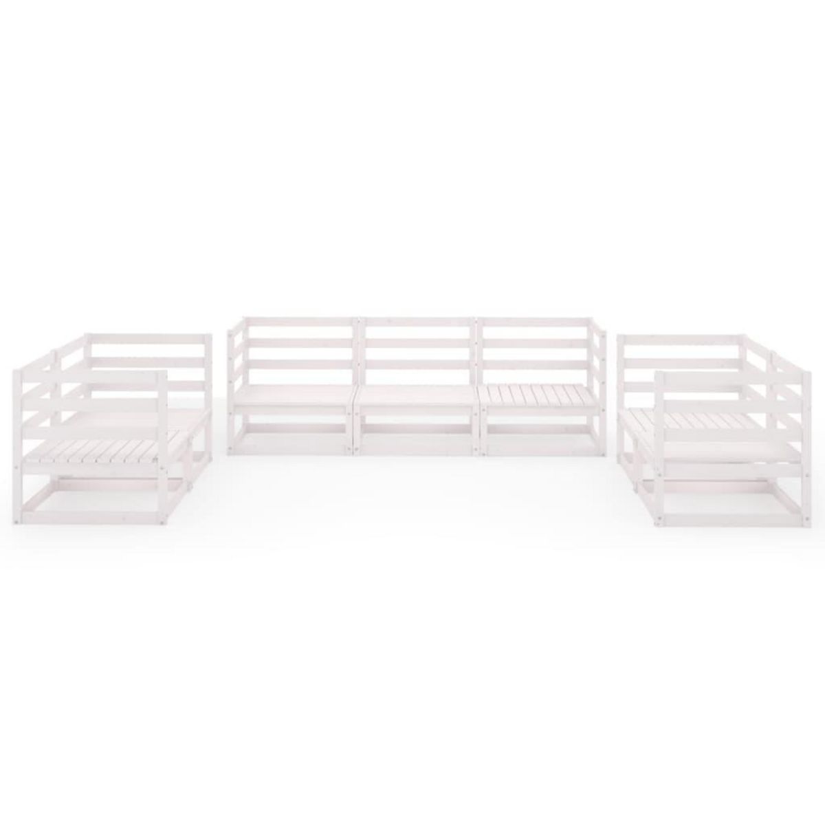 VIDAXL Salon de jardin 7 pcs Blanc Bois de pin massif