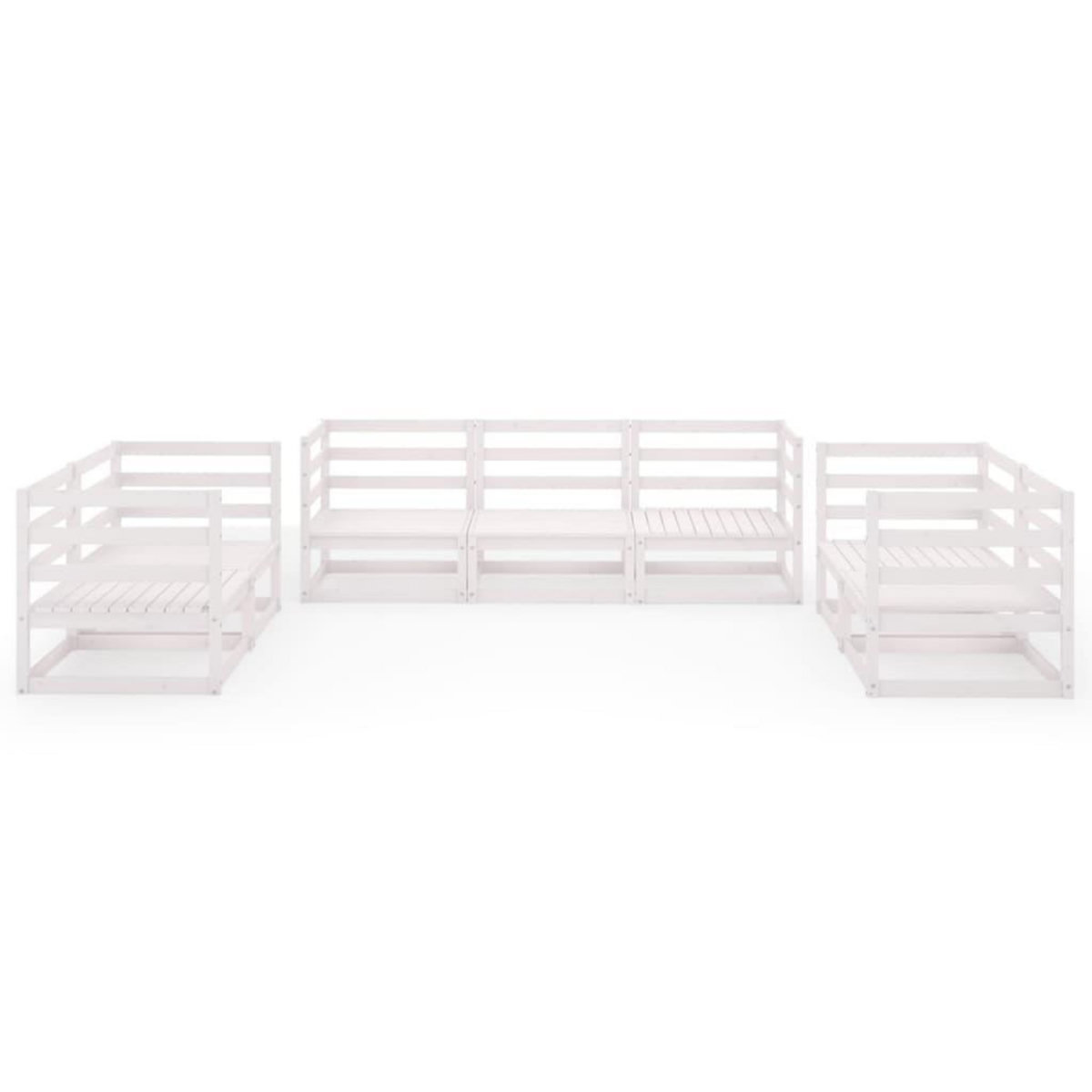 VIDAXL Salon de jardin 7 pcs Blanc Bois de pin massif