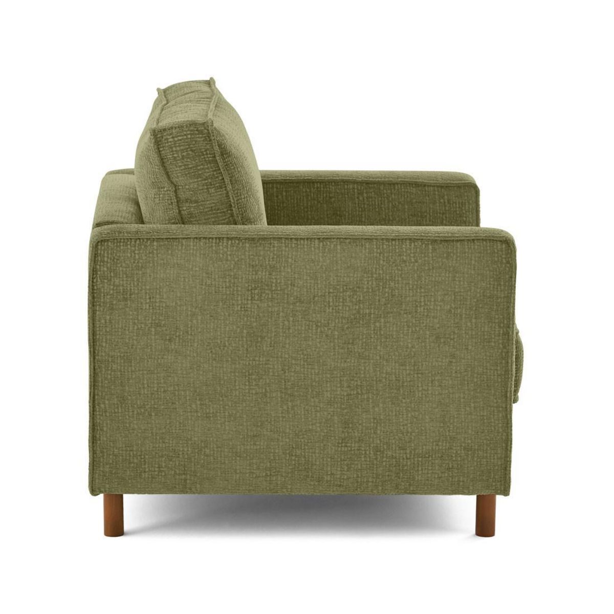 LISA DESIGN Jake - fauteuil en tissu velours relief - pieds en bois foncé