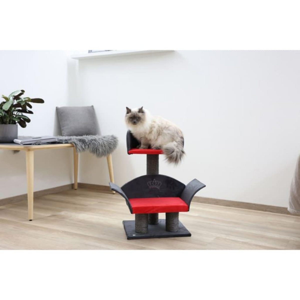 KERBL Kerbl Arbre a chats Lounge Deluxe Gris et rouge 81548