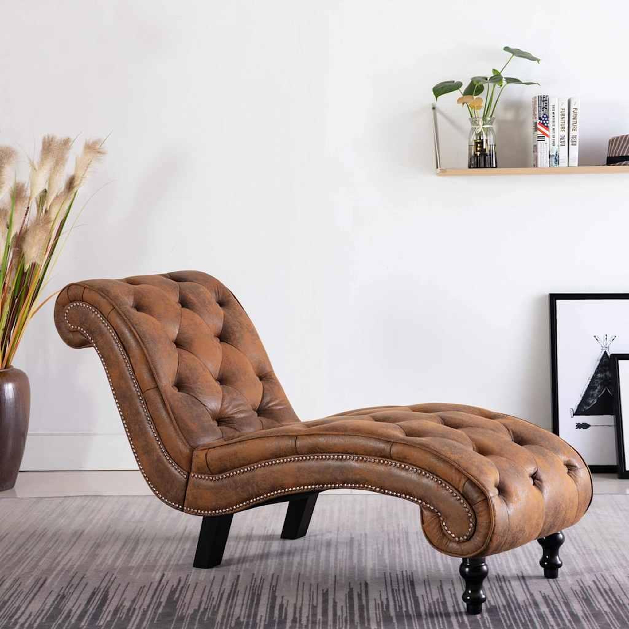 Voir la diapositive 2 : VIDAXL Chaise longue Marron Similicuir daim