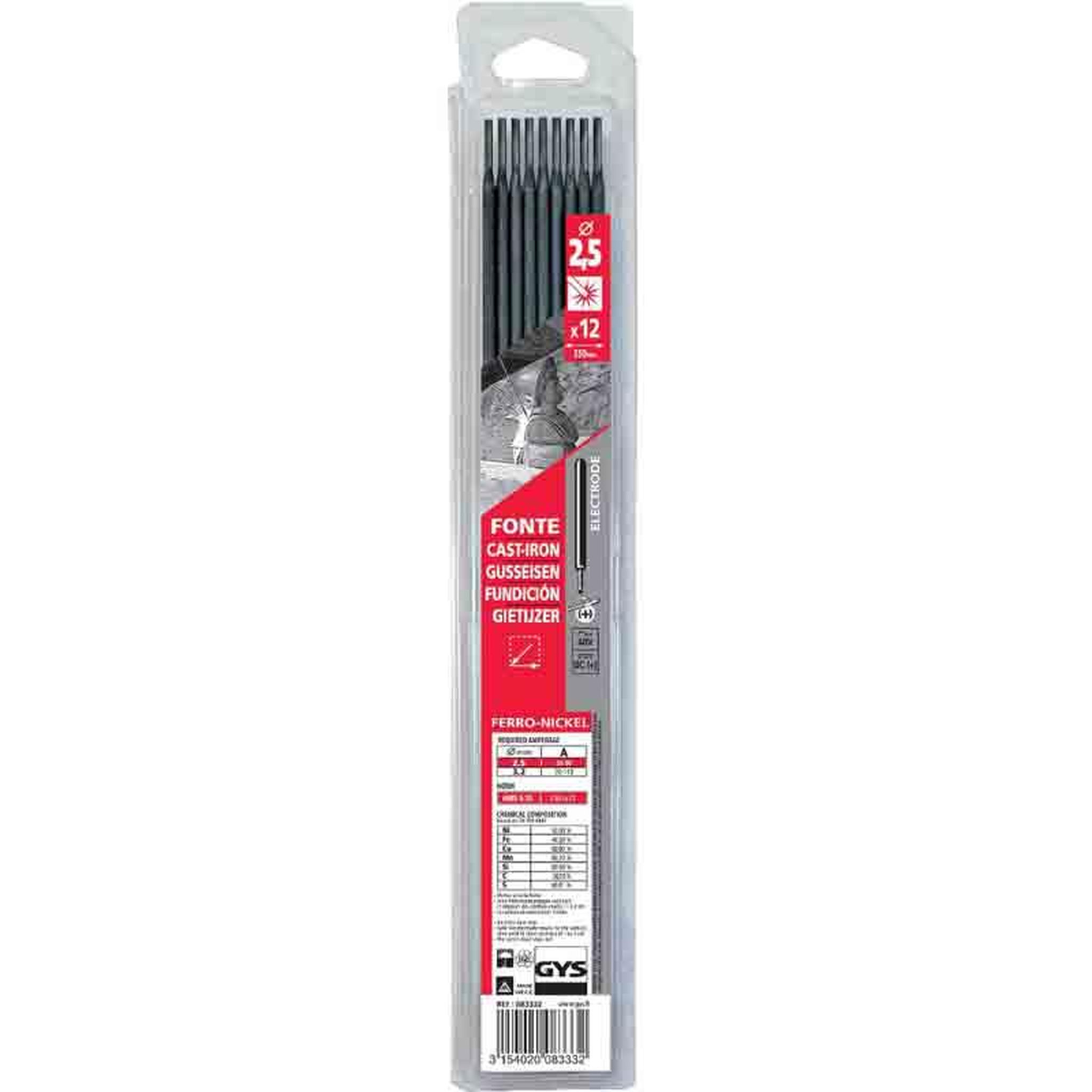 CENTRALE BRICO Electrode de soudure fonte bi-métal Ø 2,5 mm - Par 12