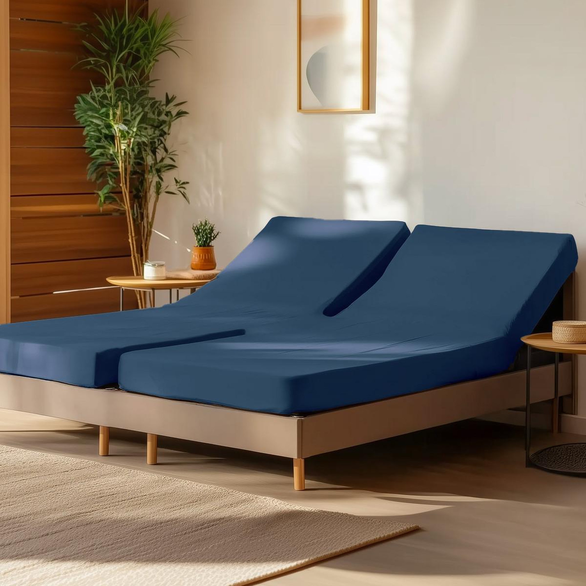 Voir la diapositive 1 : Sensei Maison Drap housse en percale de coton pour lit articulé SOFT PERCALE