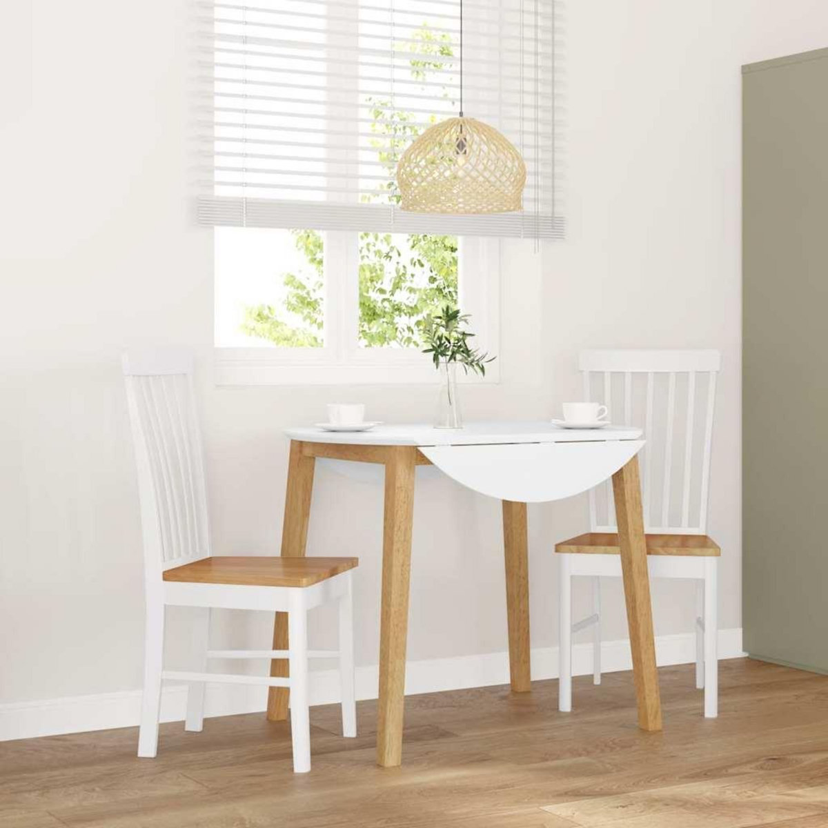VIDAXL Chaises a manger 2 pcs blanc bois massif caoutchouc