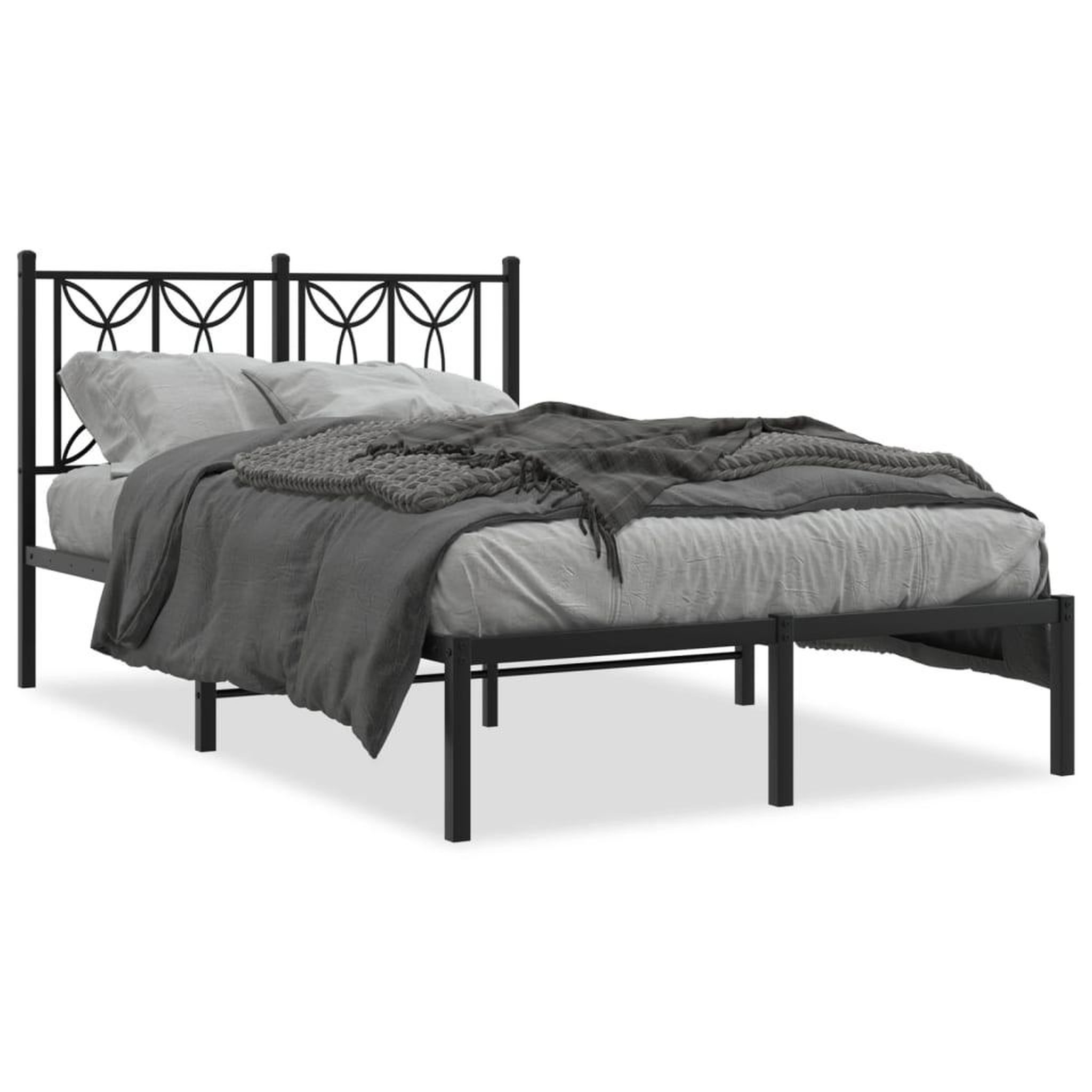 Voir la diapositive 2 : VIDAXL Cadre de lit metal sans matelas avec tete de lit noir 120x190cm
