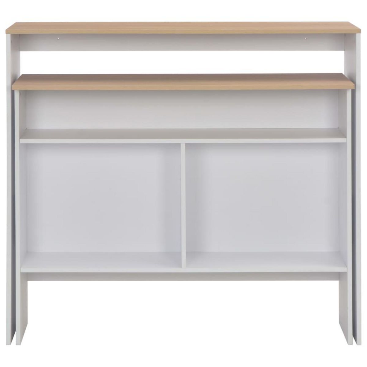 VIDAXL Table de bar avec 2 dessus de table Blanc et chene 130x40x120cm