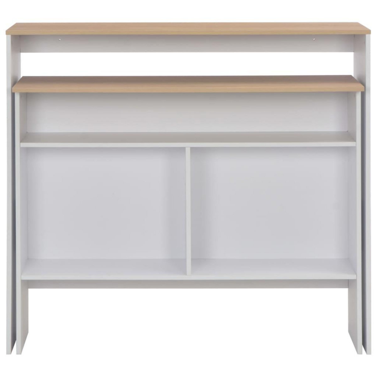 VIDAXL Table de bar avec 2 dessus de table Blanc et chene 130x40x120cm
